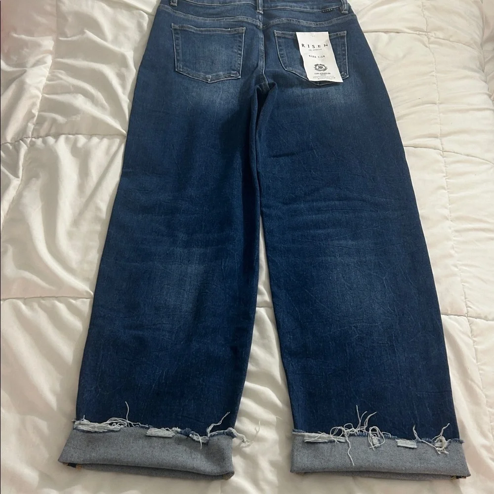 RISEN JEANS High Rise, Wide Leg, Frayed Hem Jeans - Picture 6 of 13